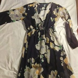 Blue with White and Yellow Floral Dress